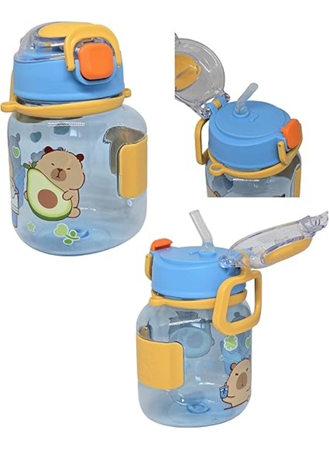 MINIIMODZ Bunny Transparent Kids Water Bottle with Straw 500ml BPA-Free Plastic, School & Picnic Bottle for Toddlers (Pack Of 1) (BLUE) - Image 2
